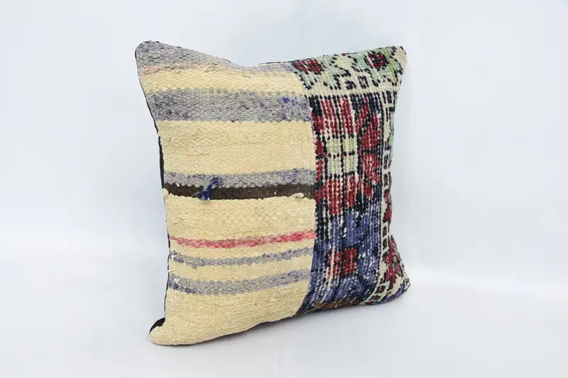 Vintage Pillow Sham, Cushion Cover, Gift Pillow, 16x16 Red Cushion Cover, Boho Throw Pillow, Vintage Kilim Throw Pillow, Kilim Cushion Sham - 3