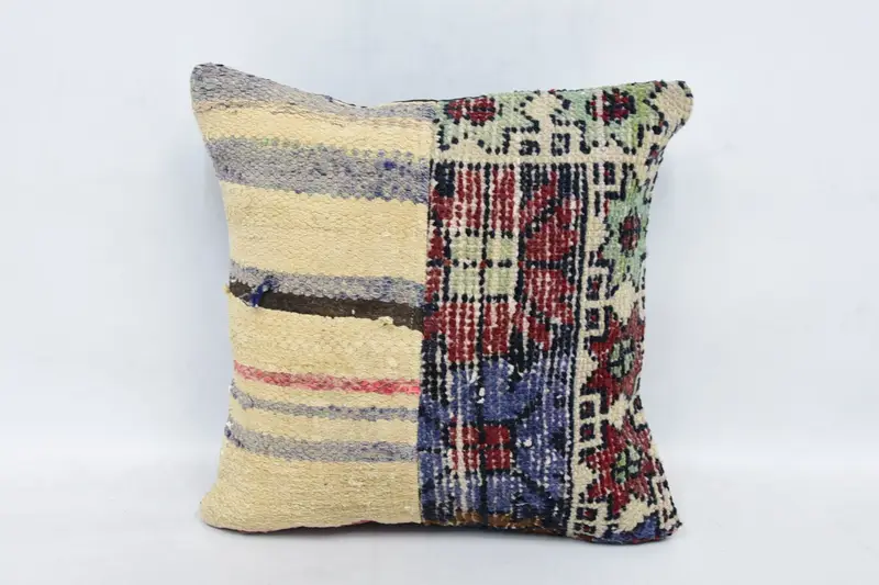 Vintage Pillow Sham, Cushion Cover, Gift Pillow, 16x16 Red Cushion Cover, Boho Throw Pillow, Vintage Kilim Throw Pillow, Kilim Cushion Sham - 1