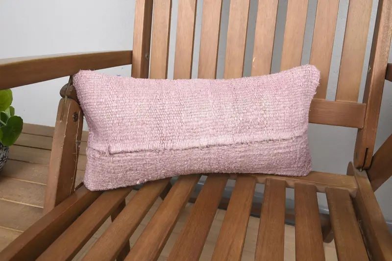 Pastel Pillow Cover, Ethnical Kilim Rug Pillow, Rustic Cushion, Turkish Kilim Pillow, 8x16 Pink Pillow Sham, Pillow, Vintage Pillow - 1