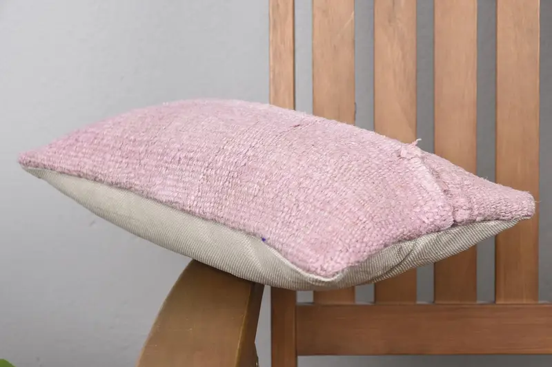 Pastel Pillow Cover, Ethnical Kilim Rug Pillow, Rustic Cushion, Turkish Kilim Pillow, 8x16 Pink Pillow Sham, Pillow, Vintage Pillow - 6