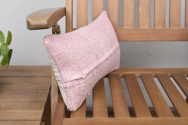 Pastel Pillow Cover, Ethnical Kilim Rug Pillow, Rustic Cushion, Turkish Kilim Pillow, 8x16 Pink Pillow Sham, Pillow, Vintage Pillow - 2