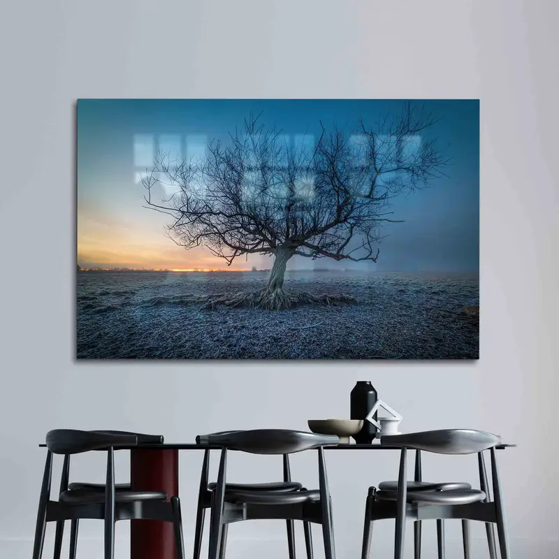 Zarif Baskılı Cam: Gün Batımı Görünümü Doğa Peyzaj Tasarımı