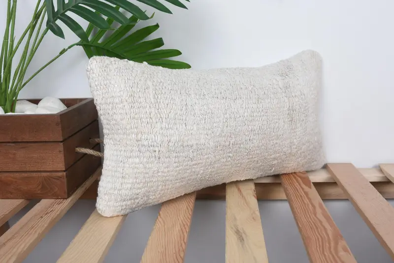 Rustic Pillow Case, Pillow Cover, Kilim Cushion Sham, 8x16 Beige Cushion Cover, Ethnical Kilim Rug Pillow, Boho Pillow Sham Cover - 4