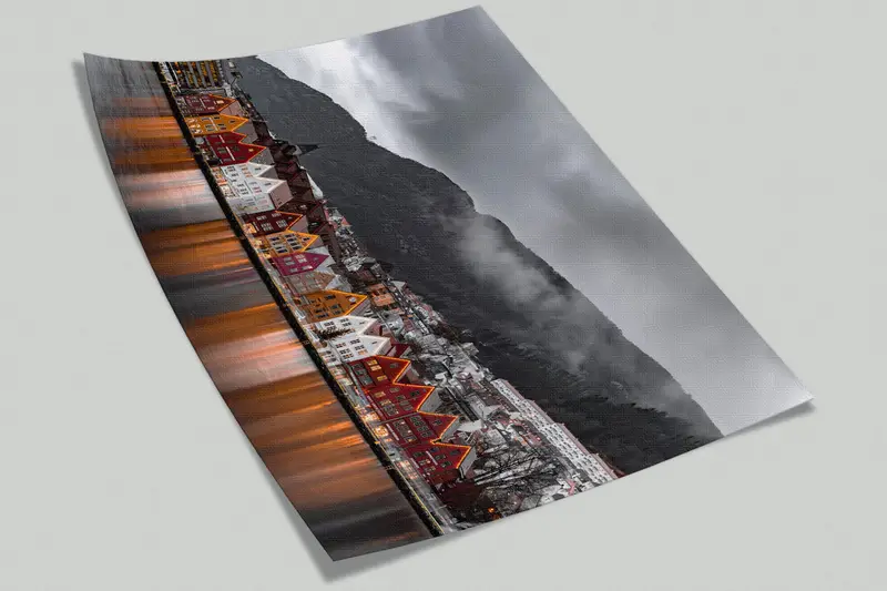 Mountain Wall Mural, View Digital Paper, Norway Wall Decor, 3D Paper Art, Bergen Landscape Mural, 3D Wall Mural, Wall Covering, - 5