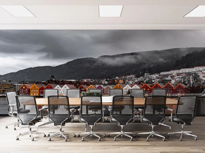 Mountain Wall Mural, View Digital Paper, Norway Wall Decor, 3D Paper Art, Bergen Landscape Mural, 3D Wall Mural, Wall Covering, - 4