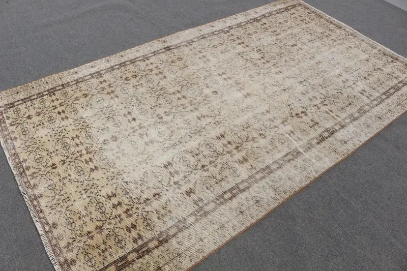 4.8x8.1 ft Türk Oushak Halı, Kahverengi Ombré Vintage Yün Halı - 1