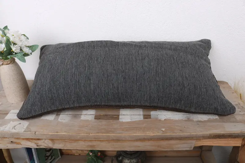 Pillow for Sofa, Boho Pillow Sham Cover, Decorative Throw Pillow, Cushion Cover, Handmade Kilim Cushion, Yoga Cushion, 12x24 Brown Pillow - 7