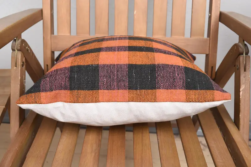 16x16 Orange Cushion Case, Hippie Throw Pillow Sham, Vintage Pillow, Pillow Case, Pillow for Couch, Antique Pillows, Knitted Pillow Case - 5