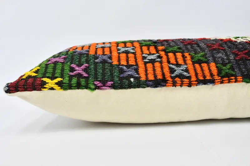 Kilim Pillow, Pillow Sham, Nomadic Pillow Cover, Ethnical Kilim Rug Pillow, Chair Pillow Case, 12x36 Orange Cushion Cover, Pillow for Couch - 5