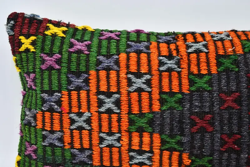 Kilim Pillow, Pillow Sham, Nomadic Pillow Cover, Ethnical Kilim Rug Pillow, Chair Pillow Case, 12x36 Orange Cushion Cover, Pillow for Couch - 2