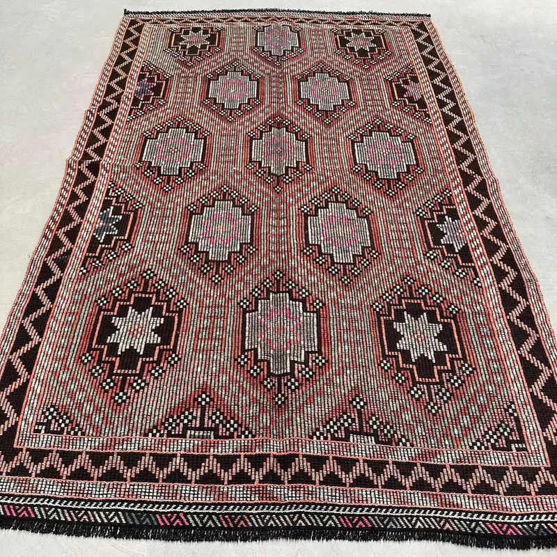 Alfombra Ikat Roja, 5,5x8,8 ft Elegante decoración del hogar