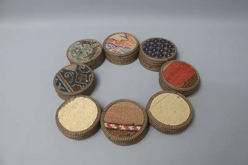 Böhmischer Kelim-Untersetzer, runde rutschfeste Kaffeetassenunterlage