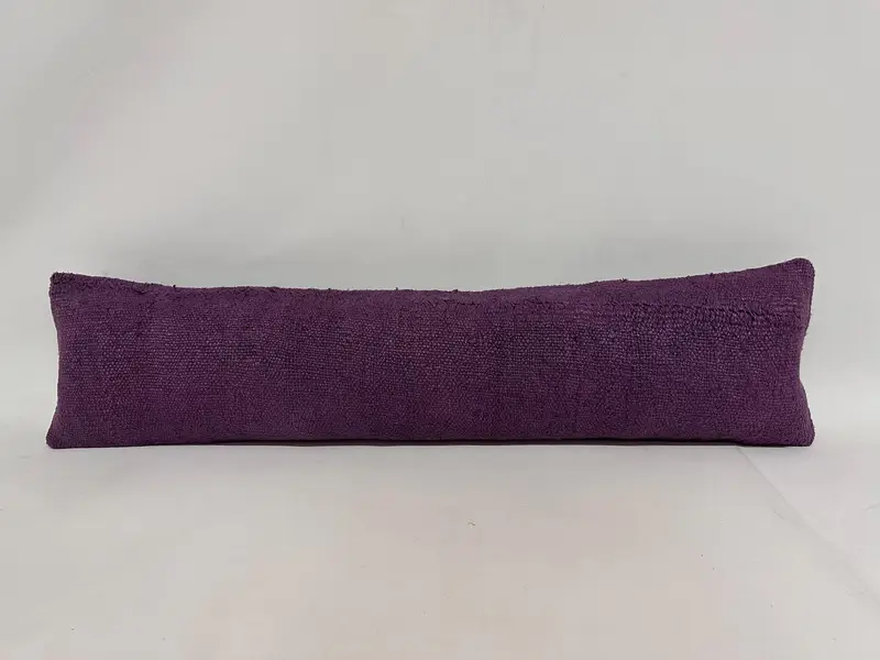 Pillow Case, Pastel Pillow Sham, Kilim Pillow Cover, Interior Designer Pillow, 12x48 Purple Pillow Sham, Cotton Cushion, Ethnical Kilim Rug Pillow - 1