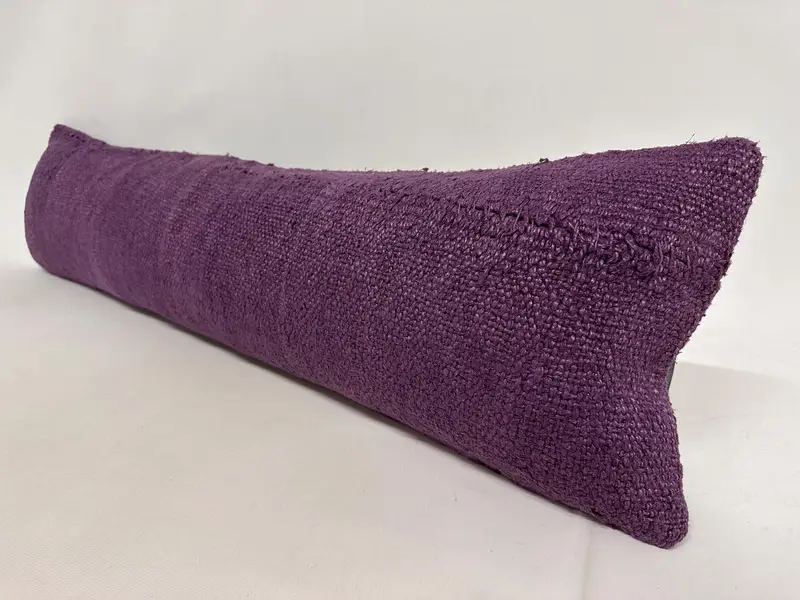 Pillow Case, Pastel Pillow Sham, Kilim Pillow Cover, Interior Designer Pillow, 12x48 Purple Pillow Sham, Cotton Cushion, Ethnical Kilim Rug Pillow - 3