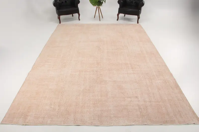Turkish 8.7x12.4 ft Rug, Oversize Vintage Rug, Pink Floral Wool Rug - 1