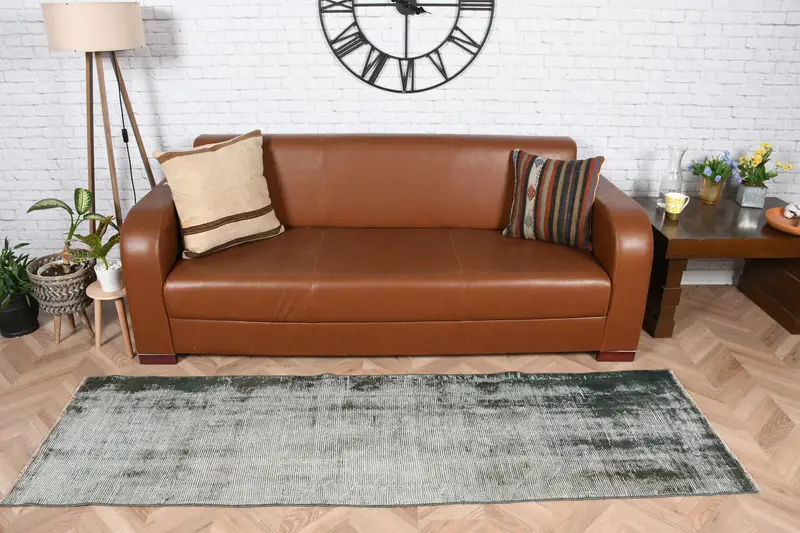 Oushak Vintage Halı, 2.2x7.4 ft Türk Halısı, Gri Bordürlü Yün Halı - 1