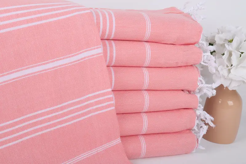 Monogrammed Coral Cotton Towel Turkish Beach Towel, 40x71 Inches