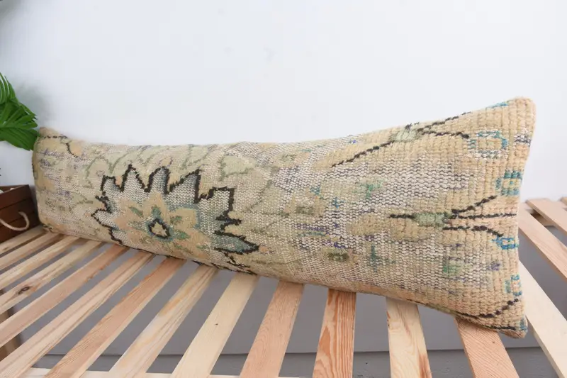 Couch Cushion Case, 12x48 Blue Pillow, Handmade Kilim Cushion, Cushion Cover, Kilim Cushion Sham, Boho Chic Cushion Case, Turkish Pillow - 5