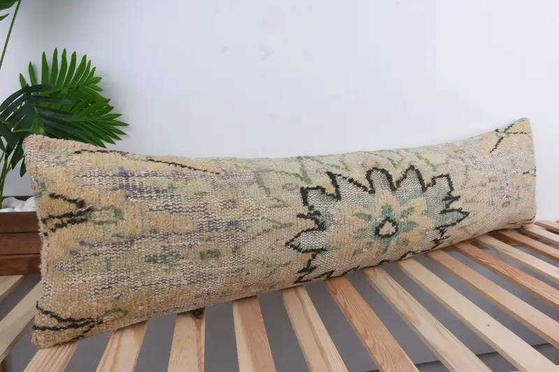 Couch Cushion Case, 12x48 Blue Pillow, Handmade Kilim Cushion, Cushion Cover, Kilim Cushion Sham, Boho Chic Cushion Case, Turkish Pillow - 4