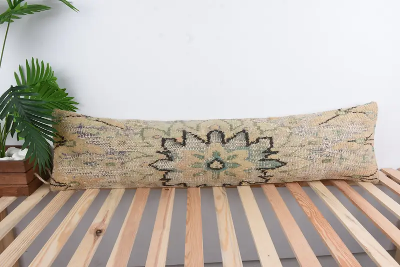 Couch Cushion Case, 12x48 Blue Pillow, Handmade Kilim Cushion, Cushion Cover, Kilim Cushion Sham, Boho Chic Cushion Case, Turkish Pillow - 1