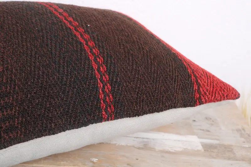 Pillow, One Of A Kind Cushion Case, 12x20 Brown Pillow Case, Boho Pillow, Pillow for Couch, Throw Kilim Pillow, Tribal Pillow Case - 6