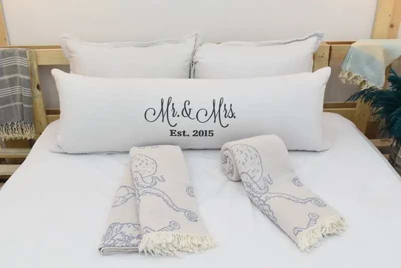 Housewarming Gift, Woven Blanket, Birthday Gift, Custom Wedding Gifts, Turkish Blanket Queen, 88x60 Cotton Sea Creatures and Mermaid Design Towel - 4