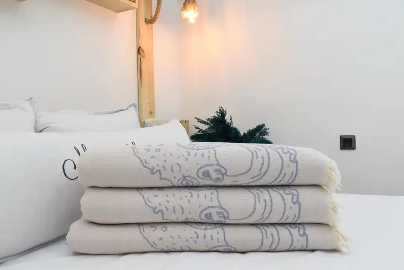 Housewarming Gift, Woven Blanket, Birthday Gift, Custom Wedding Gifts, Turkish Blanket Queen, 88x60 Cotton Sea Creatures and Mermaid Design Towel - 2