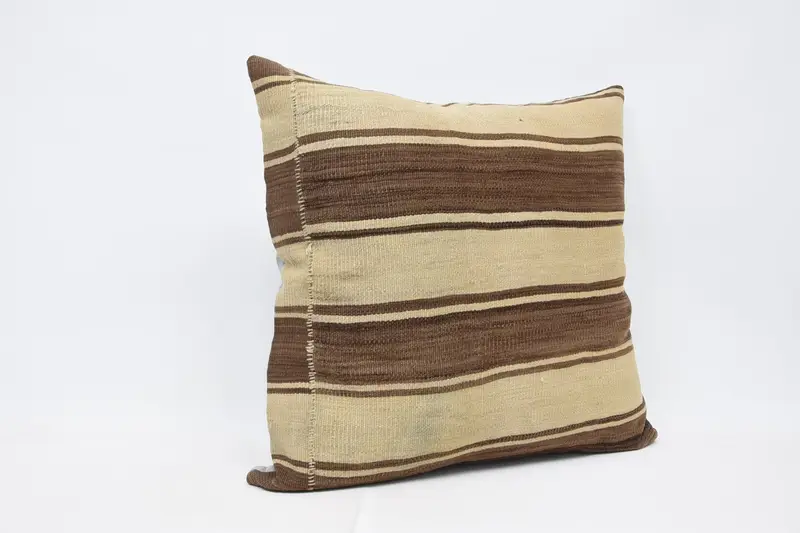 Kilim Pillow Cover, Aesthetic Pillow Case, Pillow, 32x32 Beige Pillow, Knitted Cushion, Boho Pillow Sham Cover, Southwestern Cushion, Vintage Pillow - 3