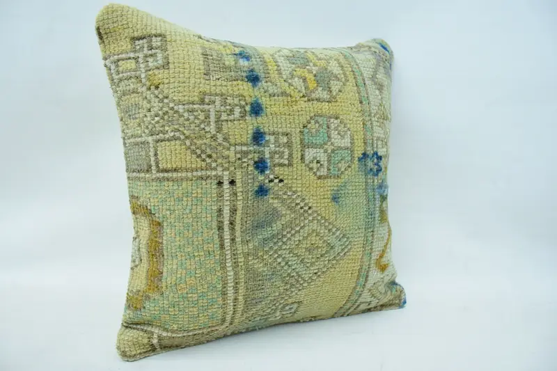Aztec Cushion Case, Pillow for Sofa, 18x18 Beige Cushion, Cushion, Handmade Kilim Cushion, Muted Pillow Case, Turkish Pillow - 2