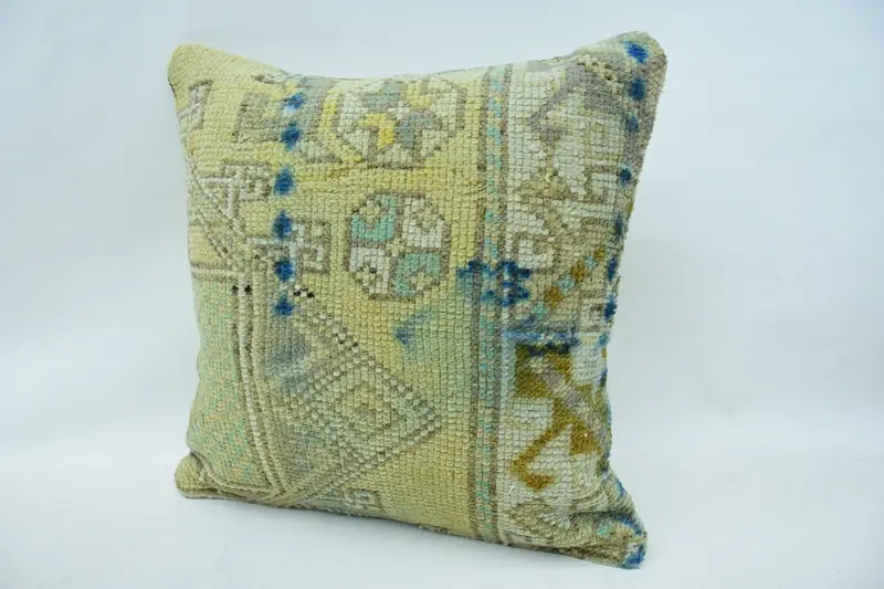 Aztec Cushion Case, Pillow for Sofa, 18x18 Beige Cushion, Cushion, Handmade Kilim Cushion, Muted Pillow Case, Turkish Pillow - 3