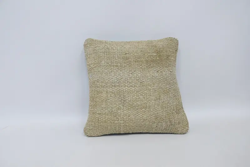 Wool Rustic Turkish Euro Sham, Christmas Gift White Antique Cushion - 1