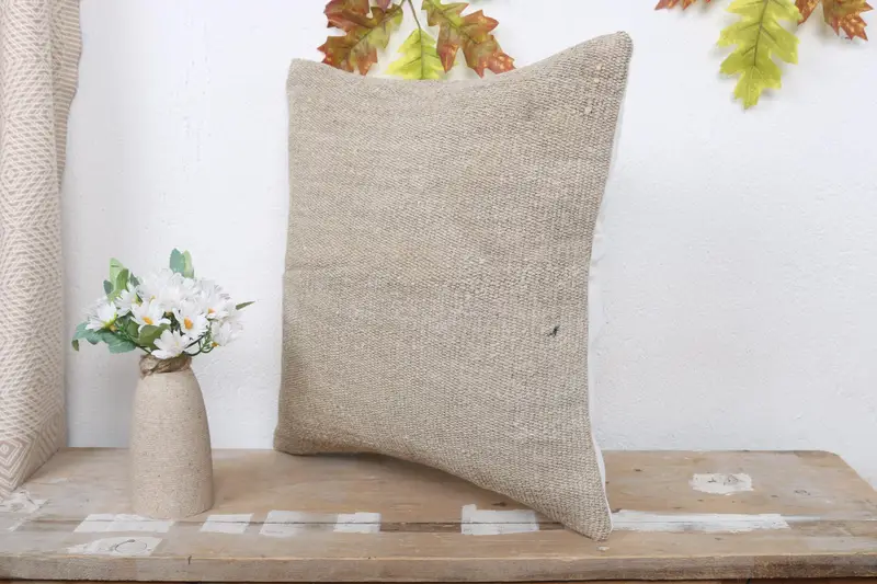Pillow for Couch, Pillow for Sofa, Cushion, 16x16 Beige Cushion Cover, Tapestry Pillow Cover, Antique Pillows, Kilim Rug Pillow Case - 4