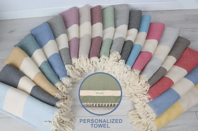 Organic Turkish towel, Valentines Day Gift, Towel With Name, Custom Wedding Gift, Personalized Beach Towel, Custom monogram Turkish beach towel USA