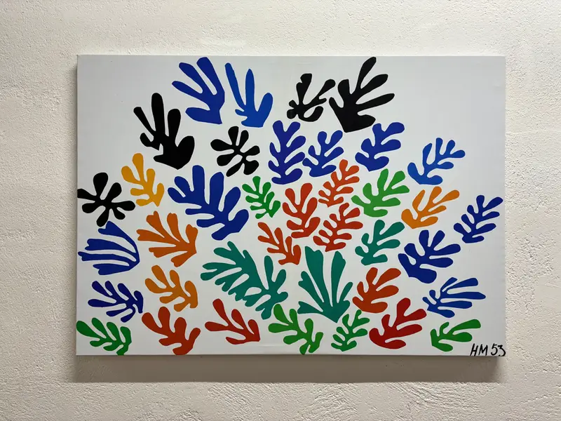 マティスにインスピレーションを得た鮮やかなキャンバス: パピエ・ドゥクープ表現主義アート