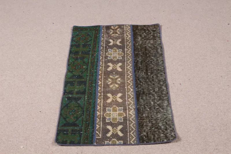 Grüner Patchwork-Teppich, 2 x 3,1 Fuß, elegante Heimdekoration