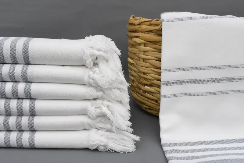 Wedding Towel Turkish Beach Towel Gray Striped Personalized 70x40 Inches