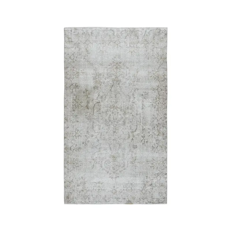 5x8.6 ft Vintage Oushak Rug, Turkish Rug, Gray Ikat Wool Rug - 1