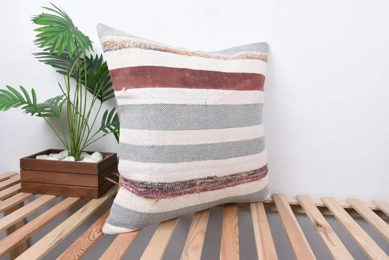 Throw Kilim Pillow, Pet Cushion Case, Sofa Bolster Pillow Case, Pillow, Vintage Pillow, Handmade Kilim Cushion, 24x24 Gray Cushion Case - 4