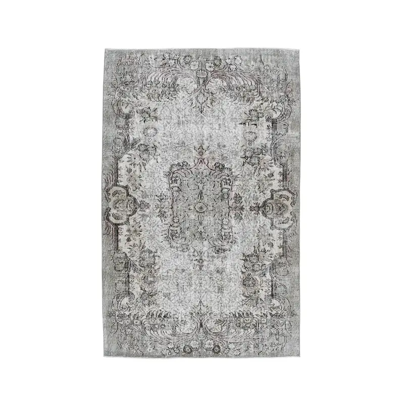 5.6x8.9 ft Rug, Large Vintage Rug, Gray Oushak Moroccan Rug - 1