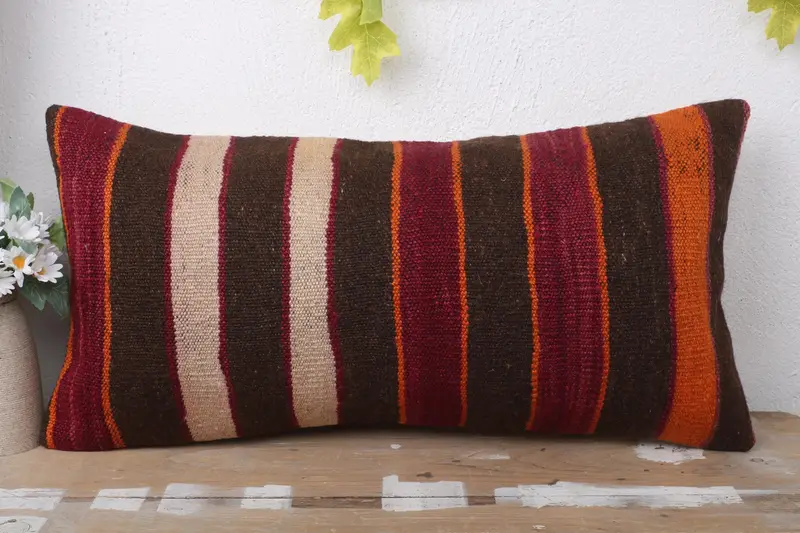 Meditation Pillow Sham, Boho Pillow Sham Cover, 12x24 Brown Cushion Case, Pillow for Sofa, Accent Throw Cushion Cover, Vintage Pillow, Pillow Case - 2