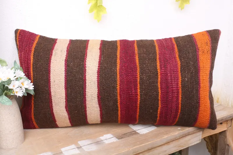 Meditation Pillow Sham, Boho Pillow Sham Cover, 12x24 Brown Cushion Case, Pillow for Sofa, Accent Throw Cushion Cover, Vintage Pillow, Pillow Case - 4