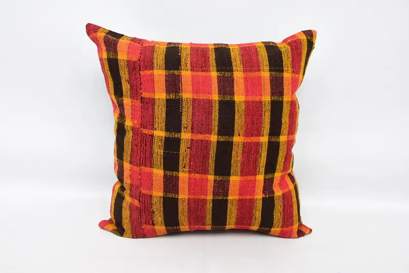 Boho Pillow, Turkish Kilim Pillow, Outdoor Patio Pillow Cover, 24x24 Red Cushion, Kilim Pillow Cover, Cushion Case, Accent Pillow Cover - 1