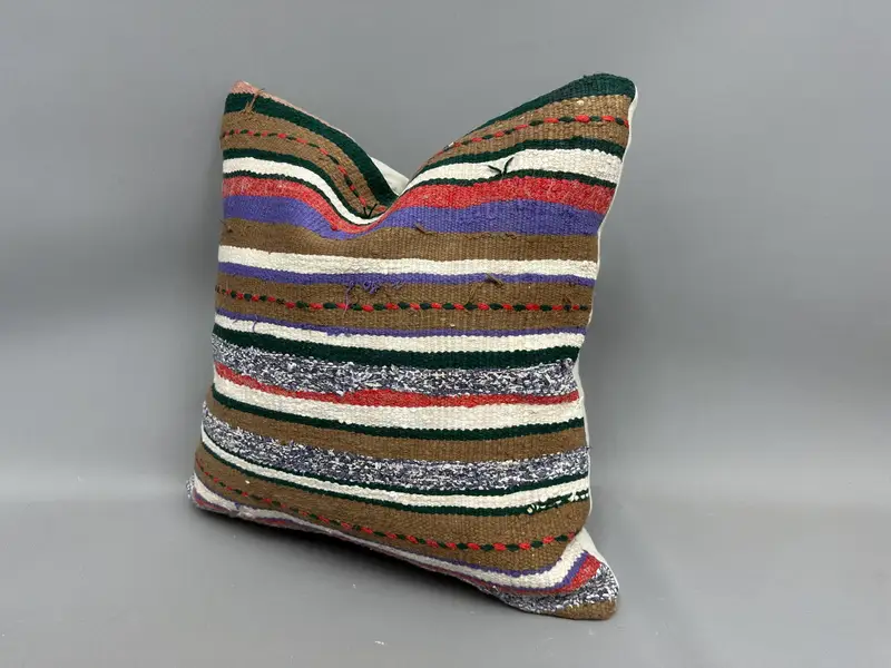 Pillow for Couch, 20x20 White Cushion Cover, Kilim Rug Pillow Case, Turkish Kilim Pillow, Kilim Cushion Sham, Pillow, Sofa Pillow Cover - 3