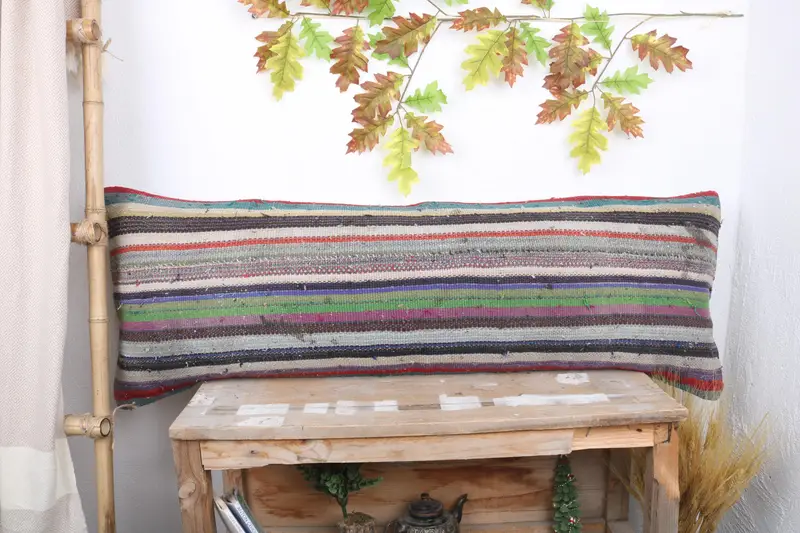 Hippie Throw Cushion Cover, Vintage Pillow, Pillow for Sofa, Cushion Case, 16x48 Green Cushion Case, Antique Pillows - 1