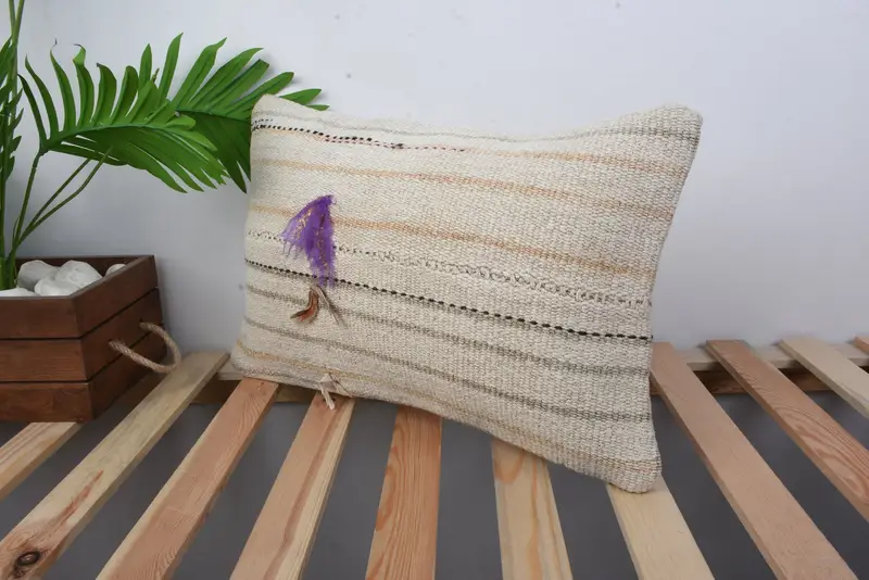 Pillow, 12x20 Beige Pillow Case, Home Decor Pillow, Oriental Cushion, Neutral Throw Pillow Case, Vintage Pillow, Interior Designer Pillow - 5