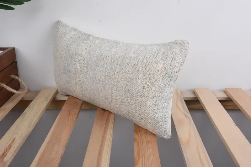 Pillow Case, Turkish Kilim Pillow, Turkish Pillow, 8x16 Beige Pillow Case, Vintage Pillow, Decorative Cushion Case, Crochet Pattern Pillow Case - 5