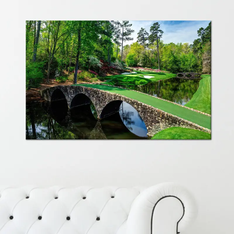 Cuadro de golf con paisaje natural elegante: estampado de serenidad verde