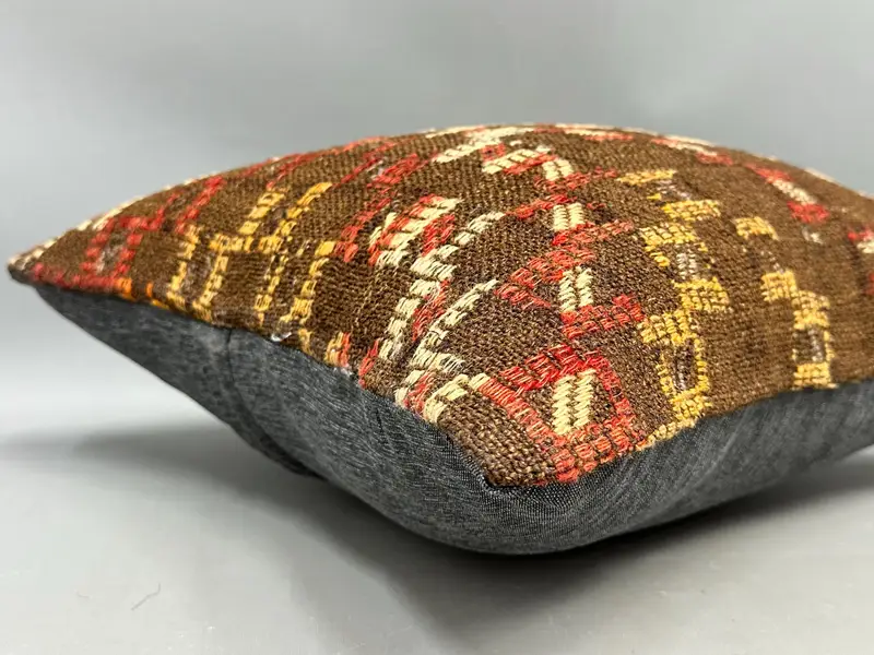 18x18 Brown Cushion Case, Antique Pillows, Pillow Case, Home Decor Pillow, Handmade Kilim Cushion, Customized Cushion, Yoga Cushion Case - 6