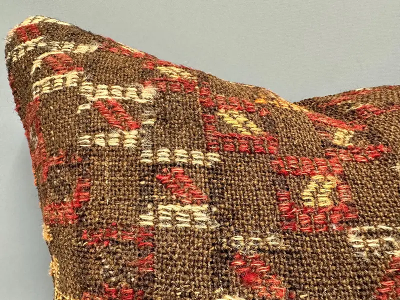 18x18 Brown Cushion Case, Antique Pillows, Pillow Case, Home Decor Pillow, Handmade Kilim Cushion, Customized Cushion, Yoga Cushion Case - 5