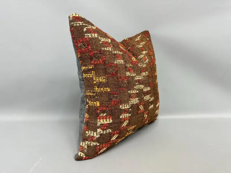 18x18 Brown Cushion Case, Antique Pillows, Pillow Case, Home Decor Pillow, Handmade Kilim Cushion, Customized Cushion, Yoga Cushion Case - 2